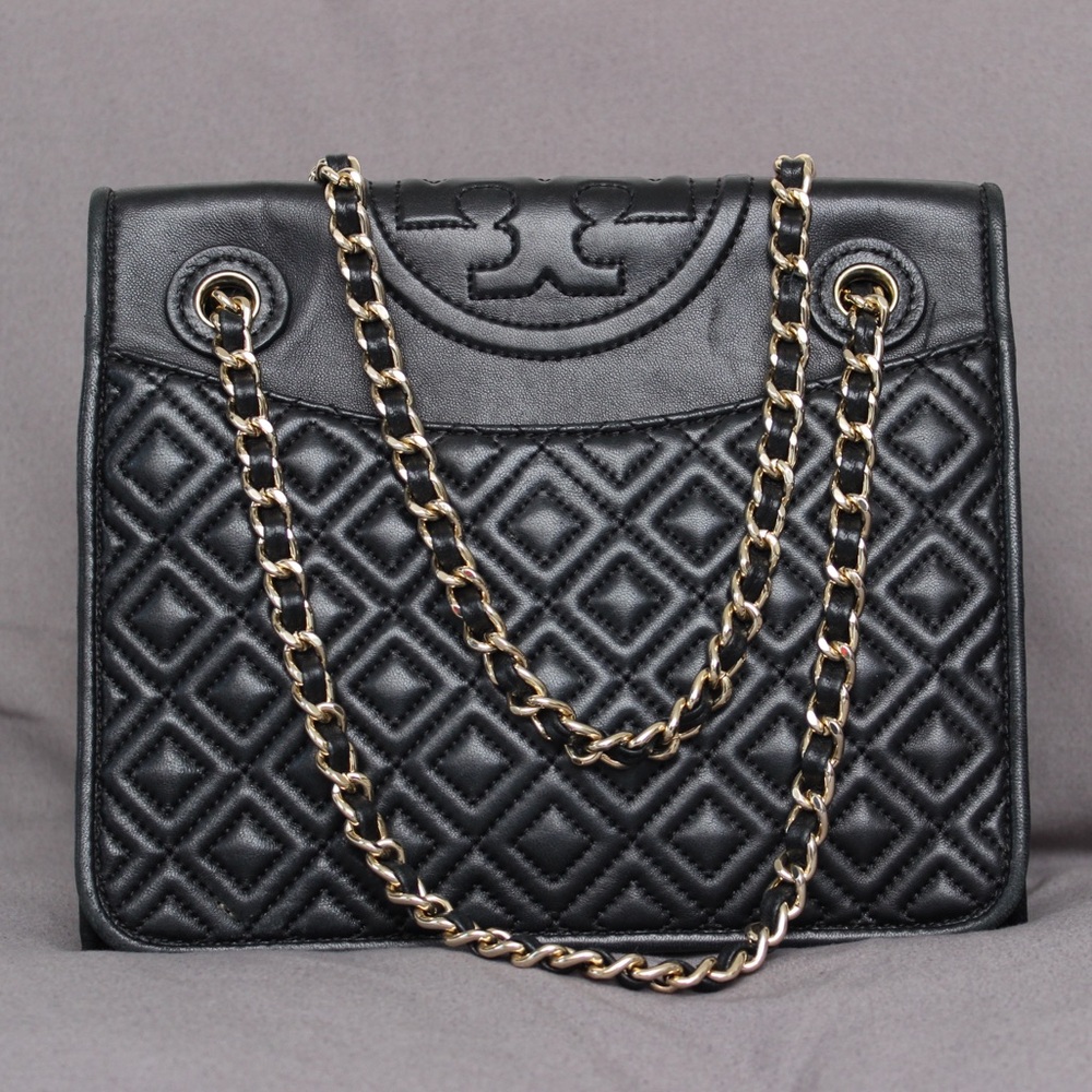 Tory Burch Black Quilted Bag w/ Matching Wallet